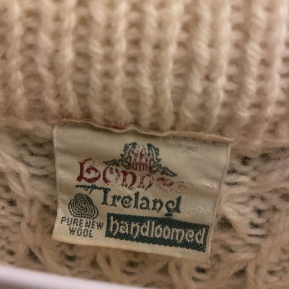 Vintage Bonner of Ireland Mens Cable Knit Fisherman Sweater Pure Wool Pullover B - Picture 7 of 9